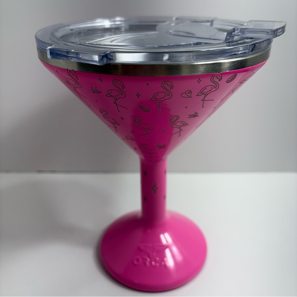 Orca Pink Flamingo Martini Glass Insulated with Lid